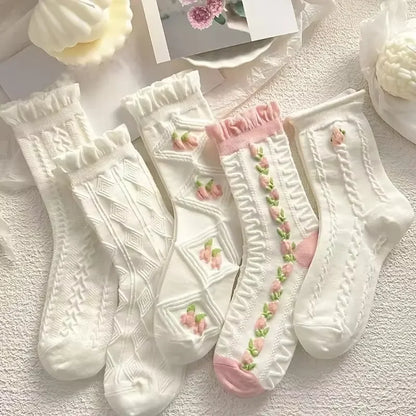 5/10/20 Pairs Women Cartoon Teddy Bear Patterned Ankle Socks Versatile Fashionable Creative Breathable Comfortable Casual Socks