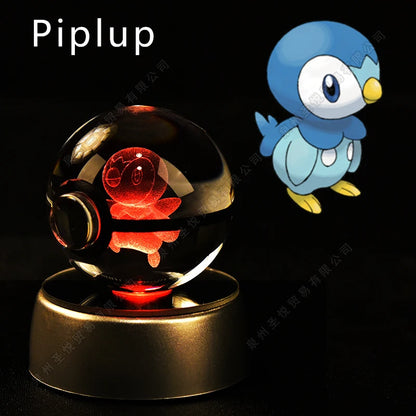 3D Crystal Ball Night Light – LED Glass Lamp with Colorful Base