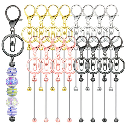 Beadable Keychain Bars Metal DIY Keychain Blanks for Beads 6-30pcs
