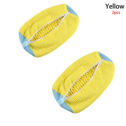 Fluffy Fiber 360 °   Surround Cleaning Shoe Washing Bag - Reusable Durable Machine-Washable Laundry Bag with Zipper Closure(1Pc)