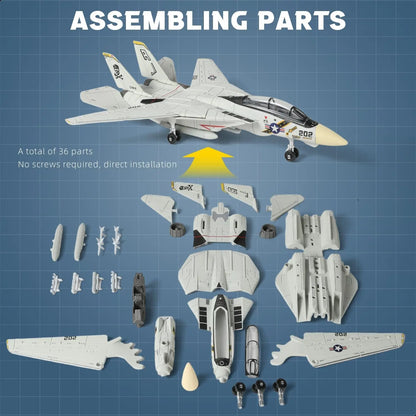 1:72 Scale Fighter Jet Model Kit with Display Stand