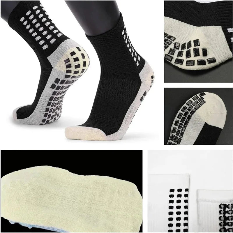 1/4 Pairs Anti-slip Soccer Women Men Outdoor Sport Grip Football Yoga Socks