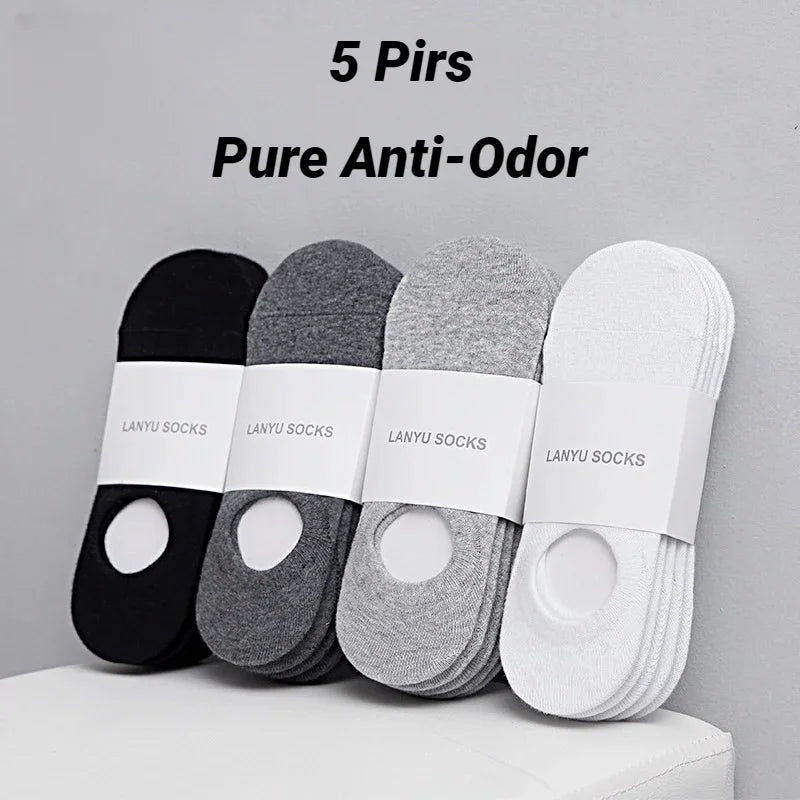5 Pairs Men Invisible Boat Socks Non Slip Low Cut Ankle Socks Daily Casual Wear Comfort Compression Socks Fashion Breathable