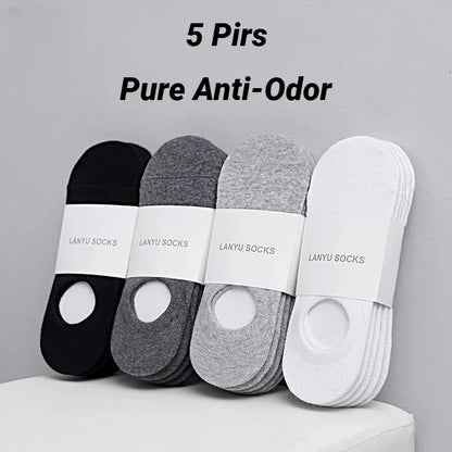 5 Pairs Men Invisible Boat Socks Non Slip Low Cut Ankle Socks Daily Casual Wear Comfort Compression Socks Fashion Breathable