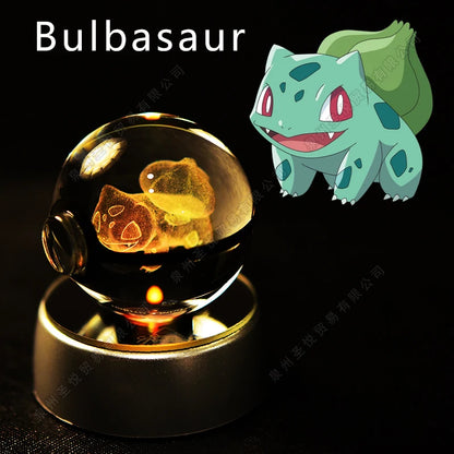3D Crystal Ball Night Light – LED Glass Lamp with Colorful Base