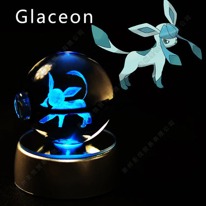 3D Crystal Ball Night Light – LED Glass Lamp with Colorful Base