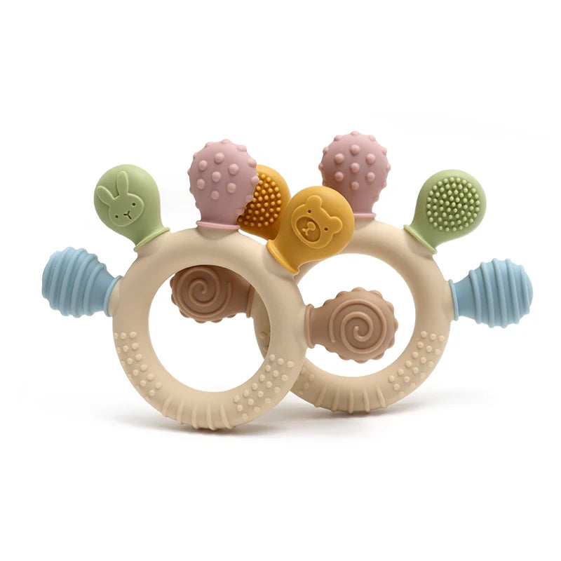 Baby Ring Teether Multicolor Silicone Teething Toy