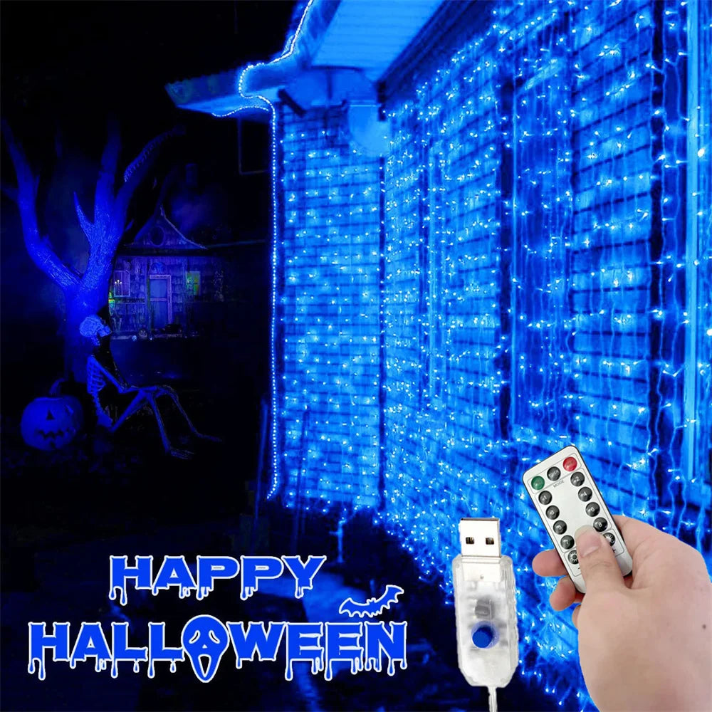 3/6M USB LED Curtain 8Modes Remote Control Lights Holiday Wedding Garland for Bedroom Living Room Decor Ramadan Decorations