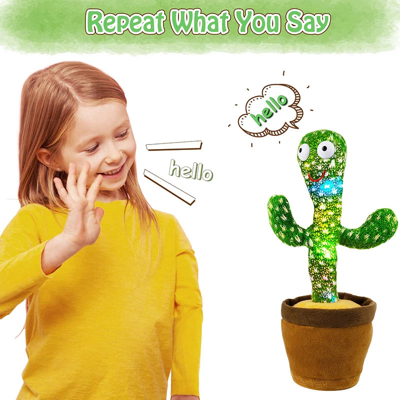 Dancing Cactus Toy with Music, Voice Repeat and Interactive Plush Fun