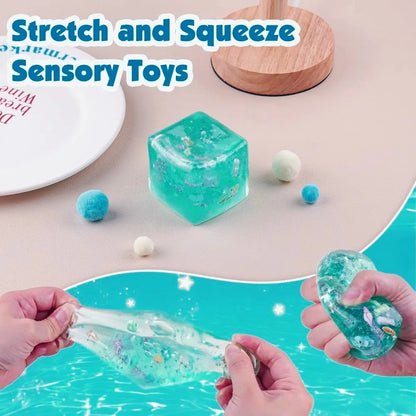 Ocean Shells Squishy Fidget Toy – Slow-Rise Sensory Squeeze Cube