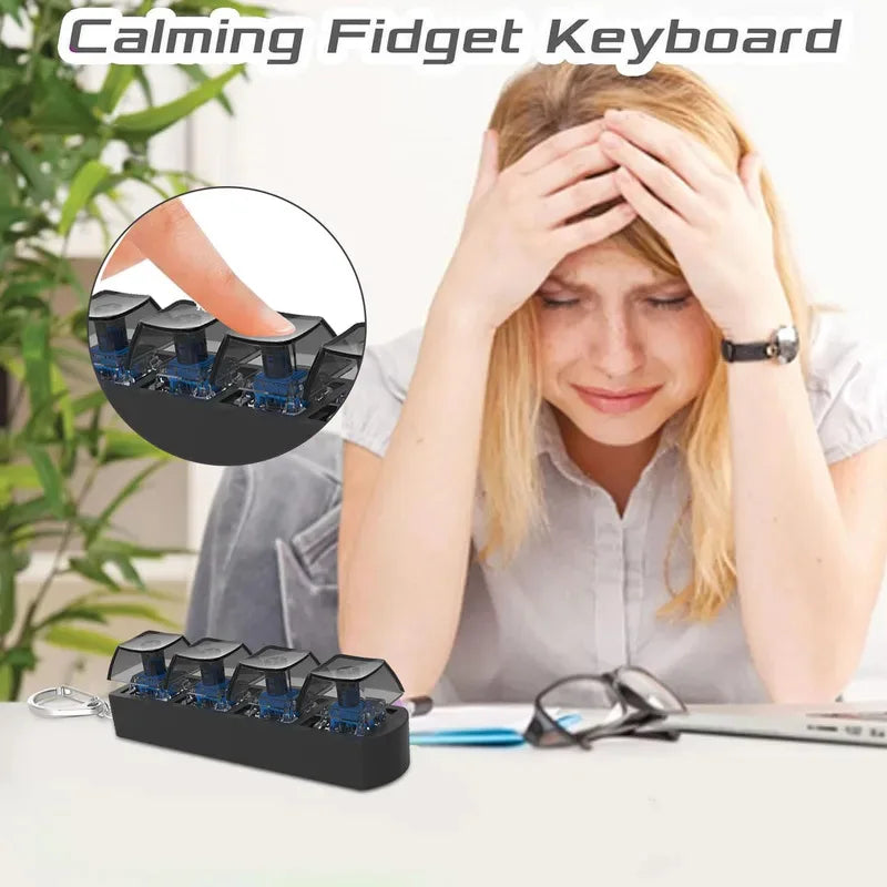 Keyboard Fidget Toy – 4-Key Mechanical Keychain Stress Toy