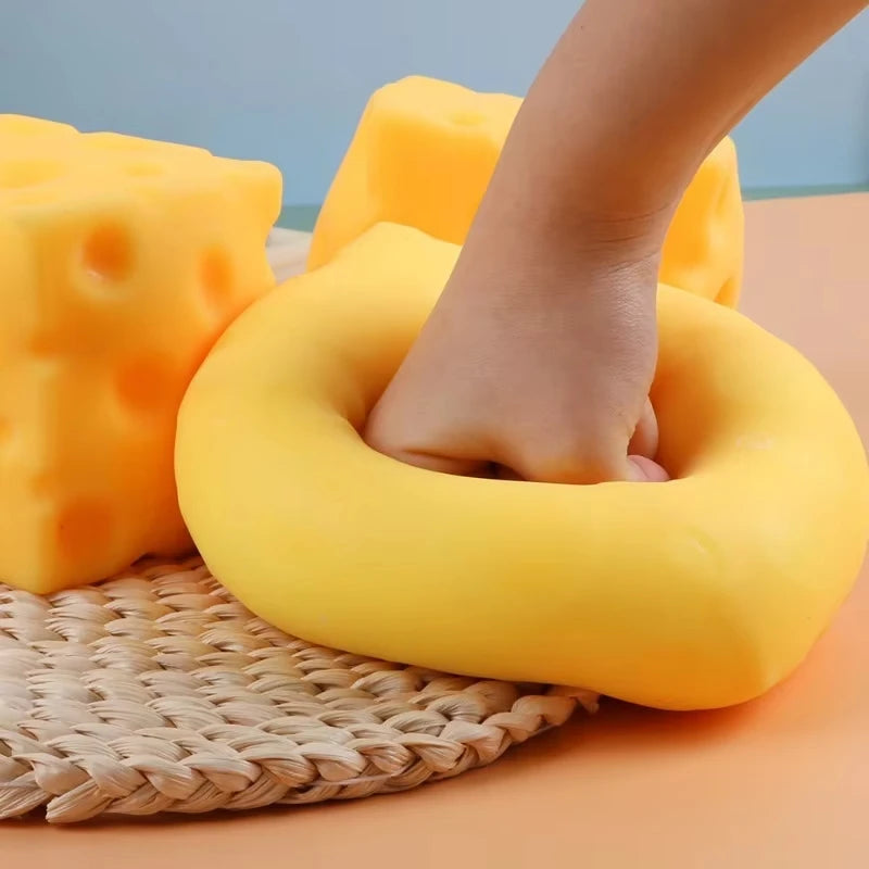 Giant Cheese Squishy Toy – Slow-Rising Squeeze Fidget