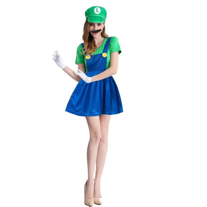 Green Plumber Costume Adult Unisex Set with Hat & Mustache