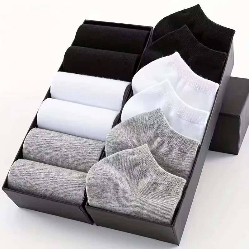 1-20pairs Wholesale Unisex Socks, Breathable Sports Socks, Solid Color Boat Socks, Comfortable Cotton Ankle Socks, White