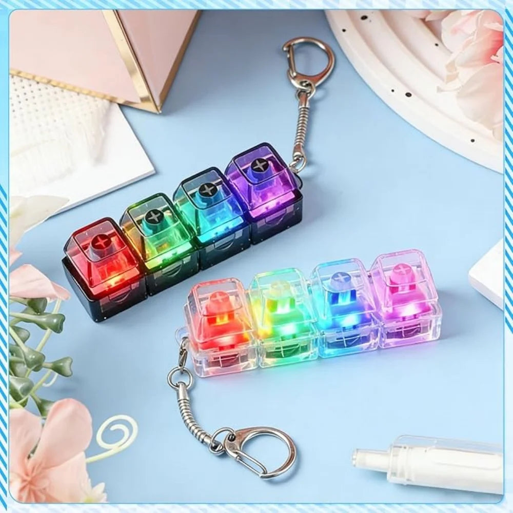 LED Keyboard Keychain Clickable Fidget Stress Relief Toy