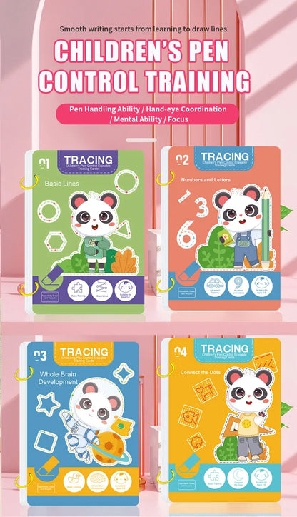 Reusable Tracing Workbook 34-Page Handwriting Practice Book for Kids