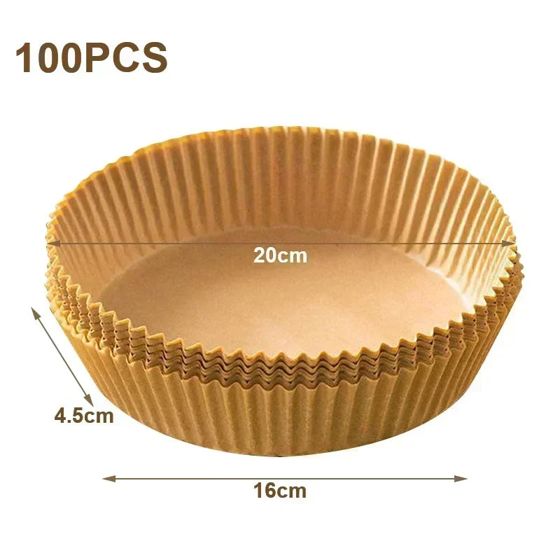 1/100PCS Air Fryer Disposable Paper Square Round Baking Paper Barbecue Plate NonStick Mat Kitchen Oven Oil Absorbing Paper Tool