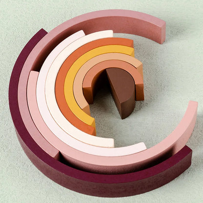 Wooden Rainbow Building Blocks – Montessori Stacking Balance Toy
