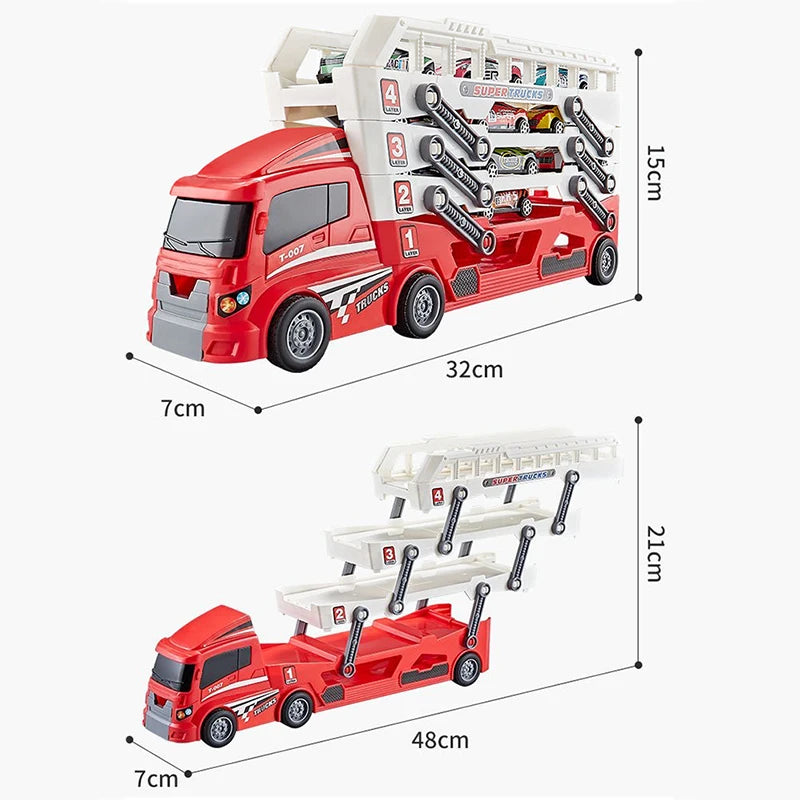 Pop-Up Container Truck Toy with 6 Alloy Wheels