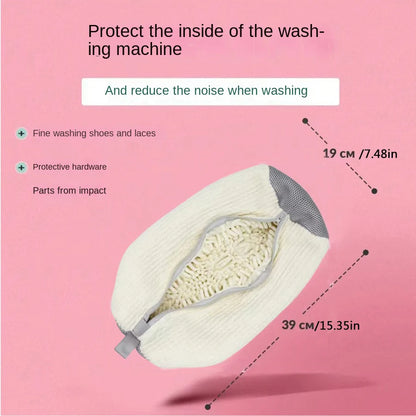 Fluffy Fiber 360 °   Surround Cleaning Shoe Washing Bag - Reusable Durable Machine-Washable Laundry Bag with Zipper Closure(1Pc)