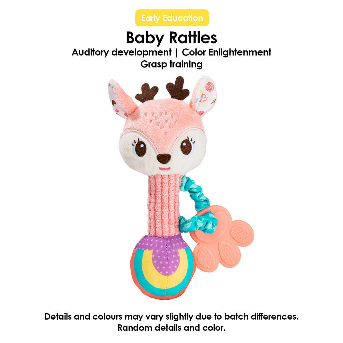 Soft Baby Rattle – Stuffed Animal Sensory & Crinkle Toy