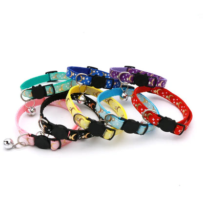 Cat Collar With Bell – Adjustable Breakaway Star Moon Collar