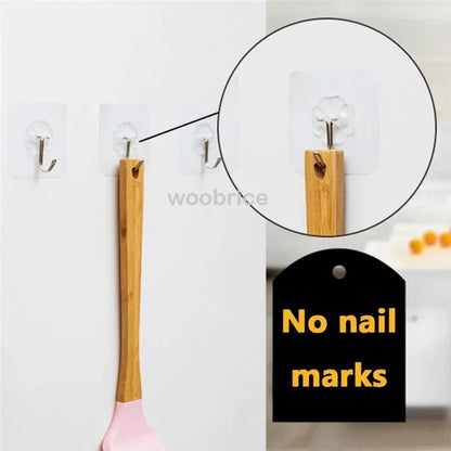 Transparent Strong Self-adhesive Wall Hook Coat Key Rack Holder Hanging Towel Holder Hooks Organizer Bathroom Accessories