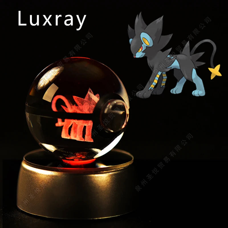 3D Crystal Ball Night Light – LED Glass Lamp with Colorful Base