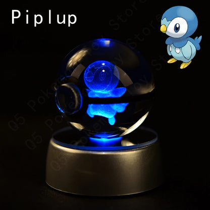 3D Crystal Ball Night Light – LED Glass Lamp with Colorful Base