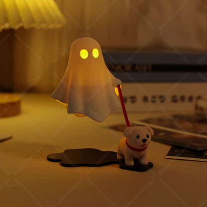 Cute Ghost LED Night Light with Dog Figure for Halloween Decor
