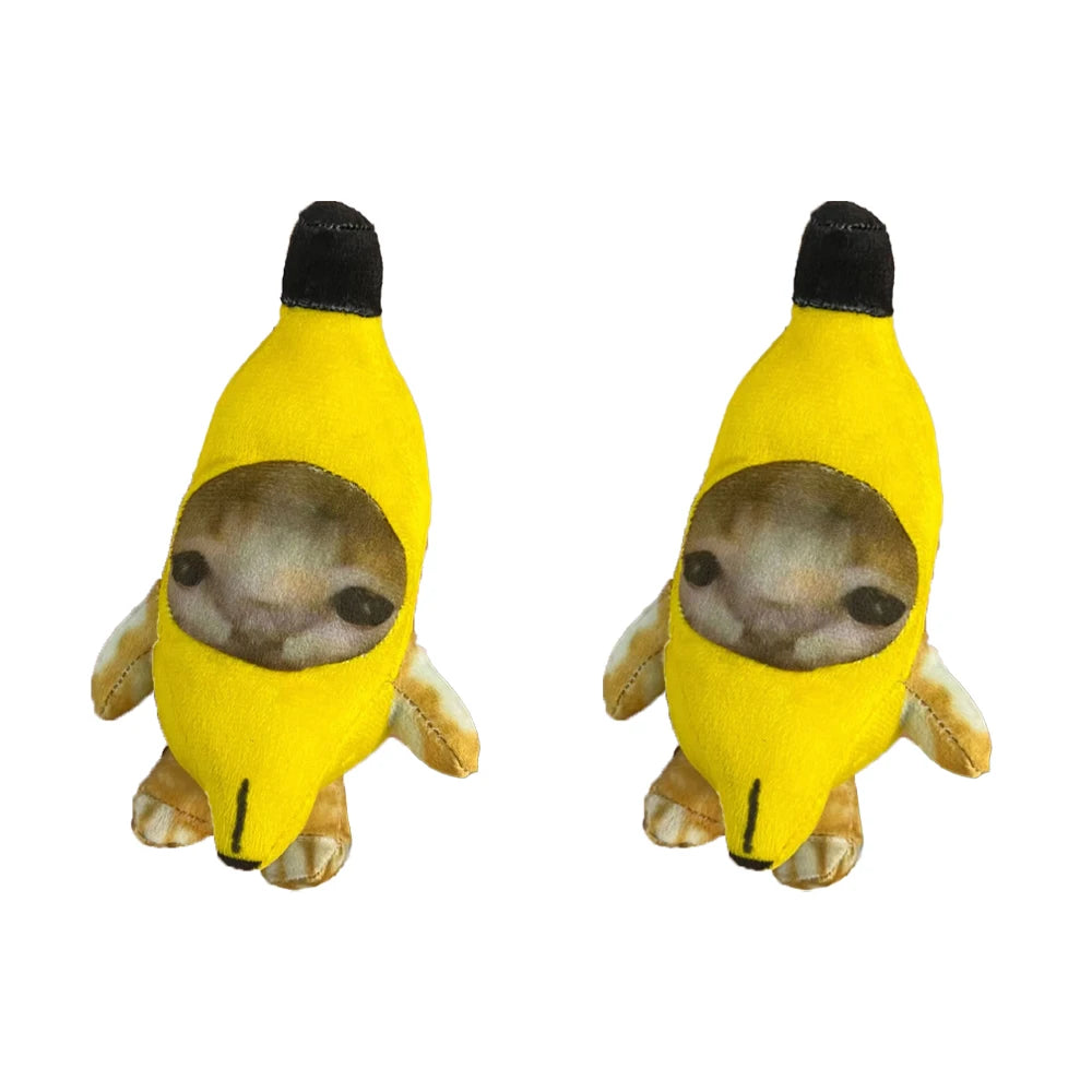 Banana Cat Plush Keychain Pendant with Sound Toy