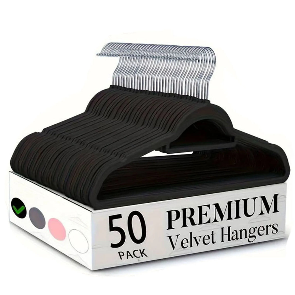 10/20/50 Pack Premium Anti-Slip Velvet Garment Hangers, Soft Flocked Non-Scratch Clothes Hangers with 360° Swivel Hooks, Heavy Duty Sturdy Coat Hangers, Slim Compact Hangers to Save Closet Storage Space