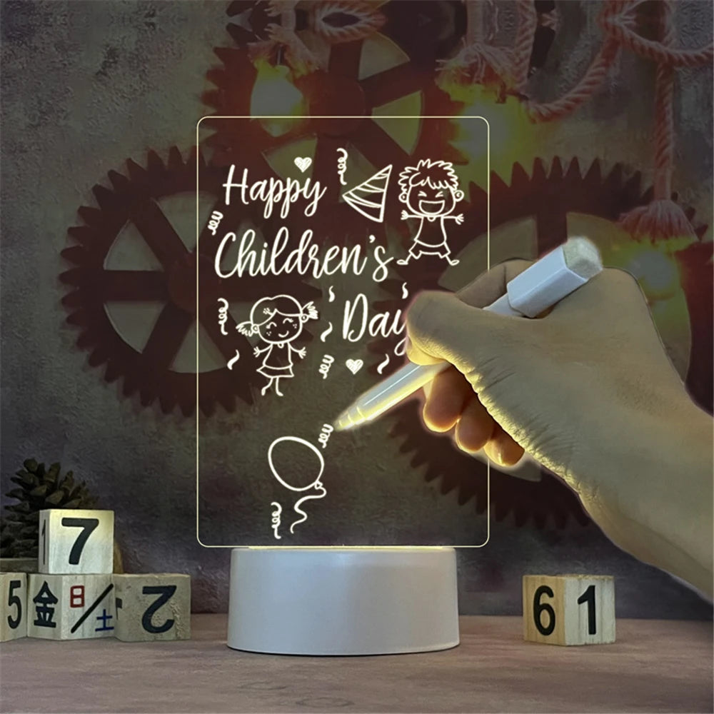 LED Message Board Night Light – USB Acrylic Write-On Lamp