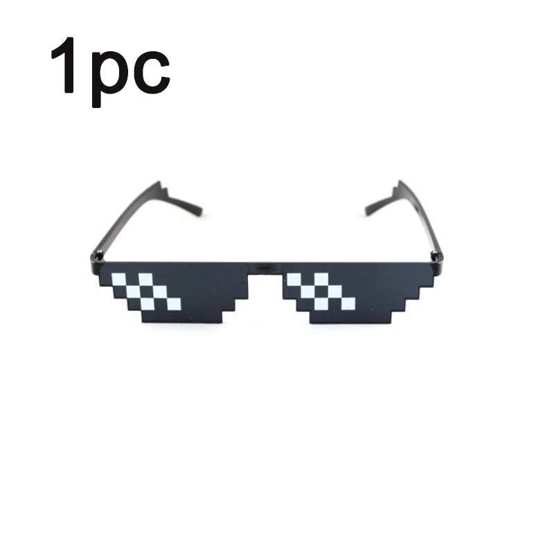 Pixelated Sunglasses – Funny Mosaic Rimless Shades for Parties
