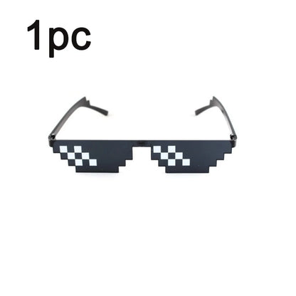 Pixelated Sunglasses – Funny Mosaic Rimless Shades for Parties