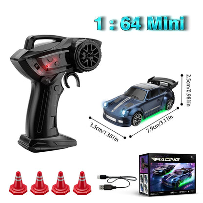 Mini RC Drift Car – 1:64 RWD Remote Control Racing Car with LED Light