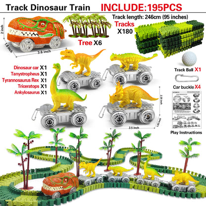 Dinosaur Race Track Toy Set – Flexible Track and Racing Car