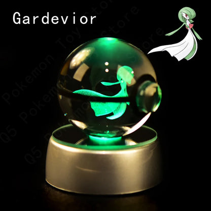 3D Crystal Ball Night Light – LED Glass Lamp with Colorful Base