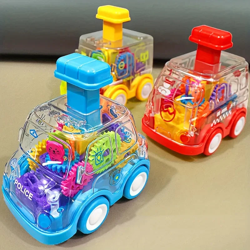 Transparent Gear Toy Car – Press and Go Inertial Vehicle
