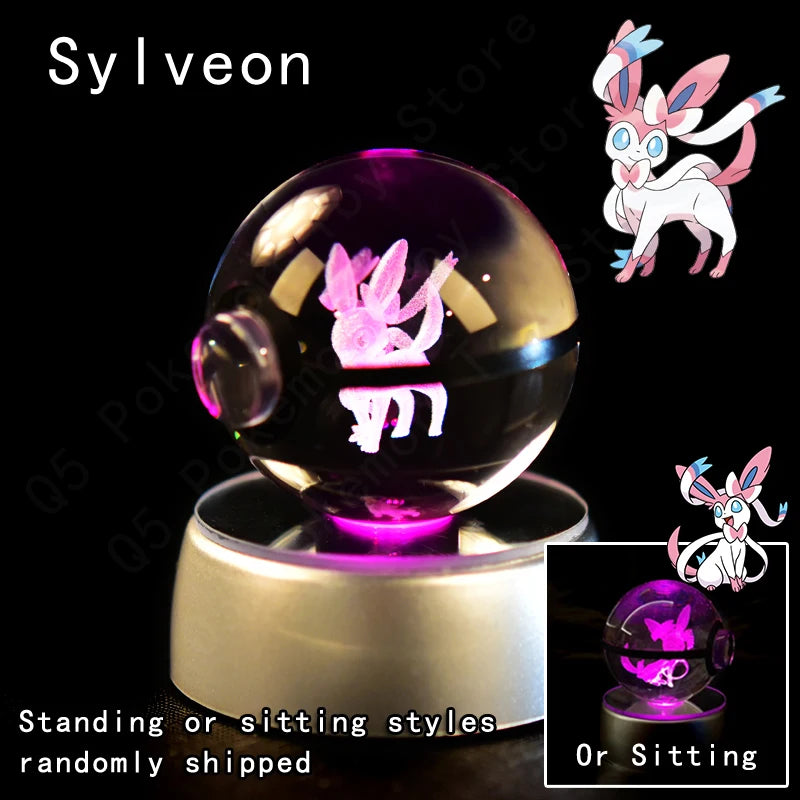 3D Crystal Ball Night Light – LED Glass Lamp with Colorful Base