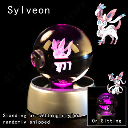 3D Crystal Ball Night Light – LED Glass Lamp with Colorful Base