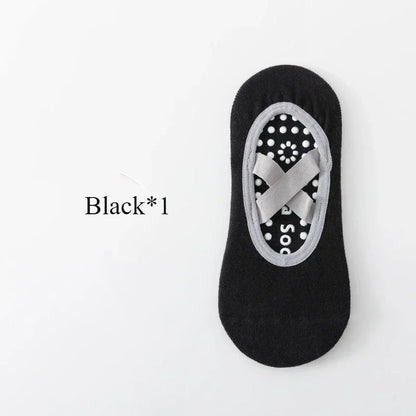 1/ 4Pair Professional Women Yoga Sock Silicone Anti-slip Ballet Pilates Socks Women Backless Breathable Bandage Yoga Sport Socks
