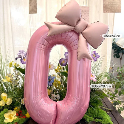 Pink Bow Balloons, 2-Pack 40-Inch Foil Party Decorations