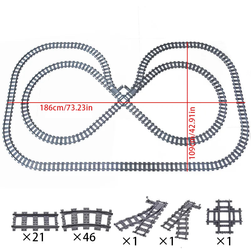 Train Track Building Blocks DIY Railroad Set for Kids &amp; Adults