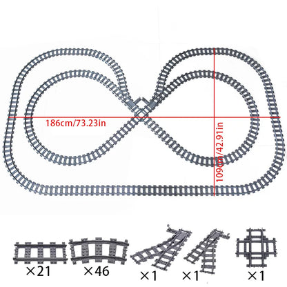 Train Track Building Blocks DIY Railroad Set for Kids &amp; Adults