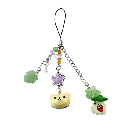 Beaded Phone Chain Cute Bear Strawberry Y2K Handbag Keychain