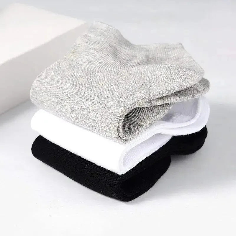 1-20pairs Wholesale Unisex Socks, Breathable Sports Socks, Solid Color Boat Socks, Comfortable Cotton Ankle Socks, White