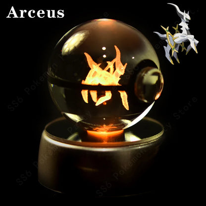 3D Crystal Ball Night Light – LED Glass Lamp with Colorful Base