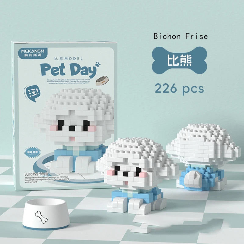 Mini Dog & Cat Building Block Model – Cute Pet Ornament