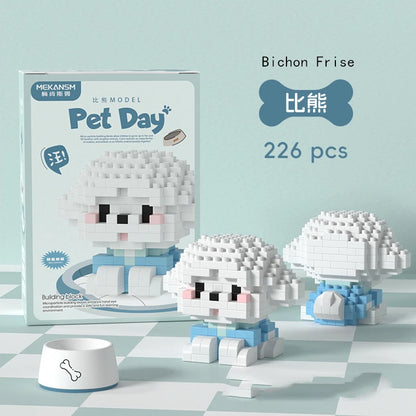 Mini Dog & Cat Building Block Model – Cute Pet Ornament